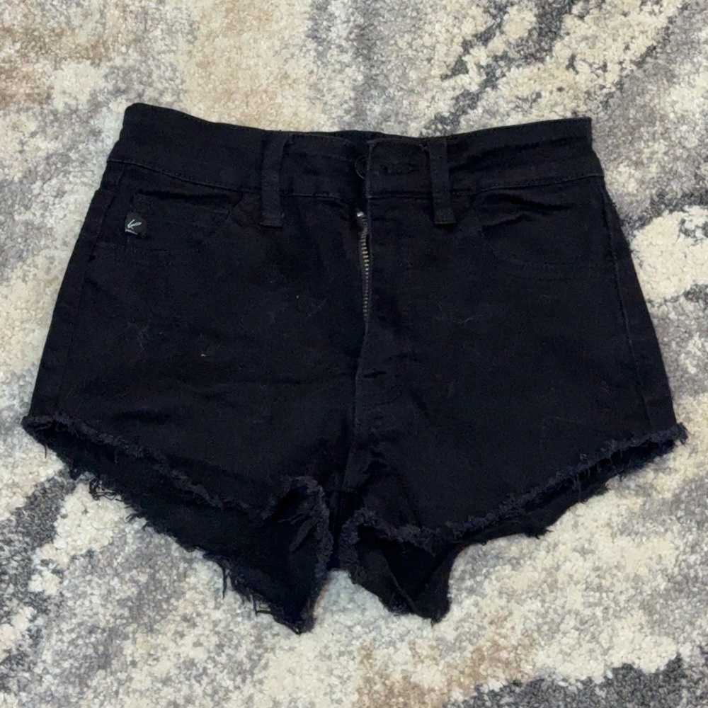 Black Frayed Hem Jean Shorts